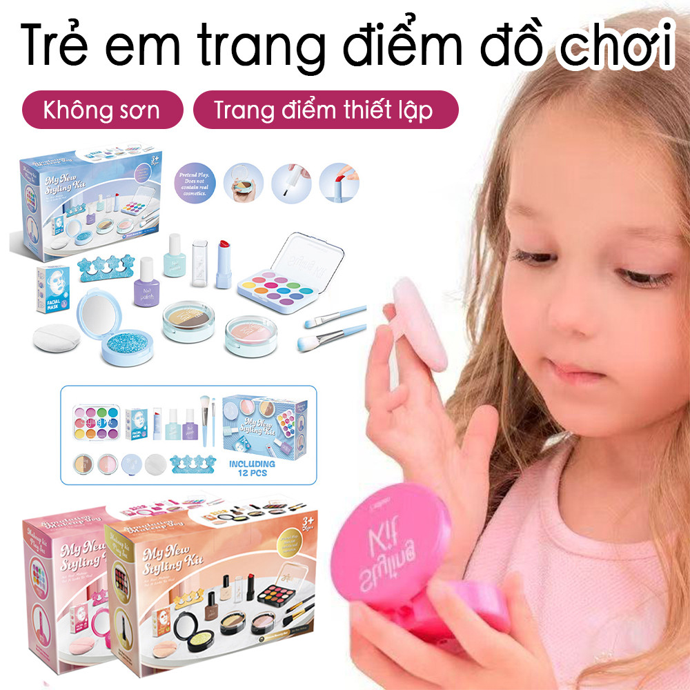 Bộ trang điểm cho bé gái, bộ đồ chơi mỹ phẩm giả vờ, đồ chơi làm đẹp cho trẻ em, quà tặng nhập vai sáng tạo.