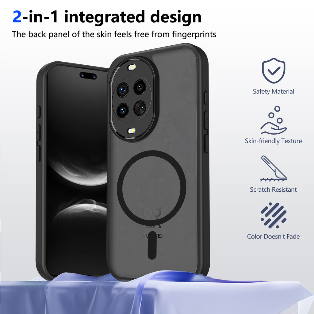 Ốp lưng Huawei Nova 14 Pro Vỏ thu hút từ tính màu đen mờ cho Ốp điện thoại Huawei Nova 14 5G