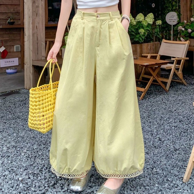 Quần Ống Thẳng Nữ Mới Lưng Cao Giảm Béo Màu Đơn Sắc Thời Trang Dáng Rộng Phù Hợp Mọi Người Mặc