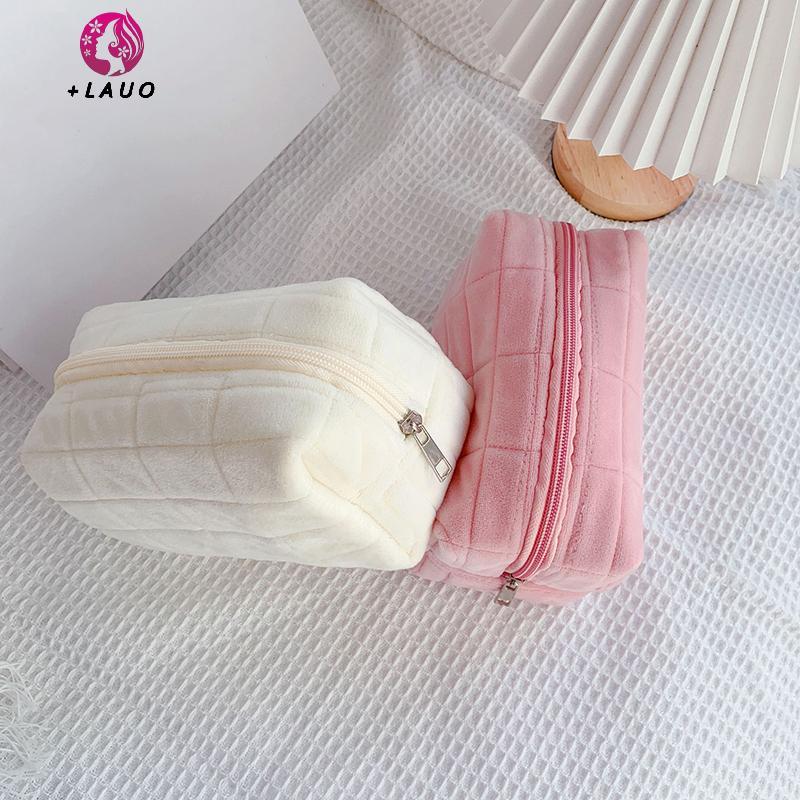 Springevenstar Túi trang điểm lông thú dễ thương nữ, dây kéo lớn, đựng mỹ phẩm, đồ vệ sinh, đồ giặt, bút sang trọng