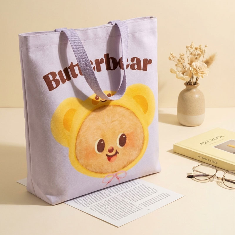 [Aria] Túi Vải Gấu Bơ Nữ Dễ Thương Dung Tích Lớn Đi Lại Túi Tote Học Sinh Túi Đeo Vai