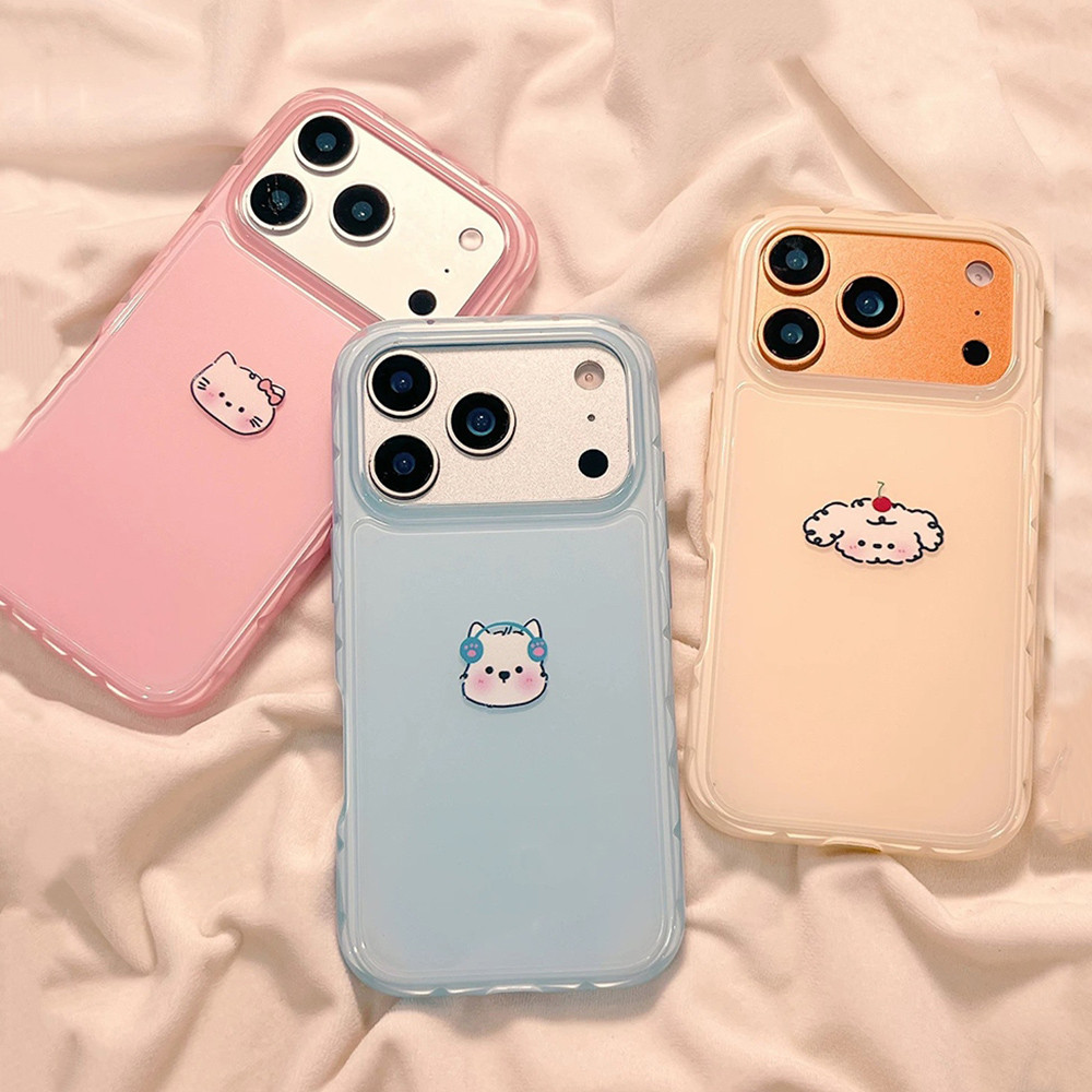 Ốp điện thoại hình chó mèo dễ thương Candy Wave Edge cho iPhone 17 Pro Max 16 15 14 13 12 Vỏ bảo vệ chống sốc
