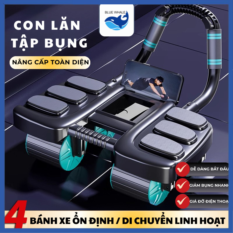 Con lăn tập bụng trợ lực thế hệ mới 4 bánh xe tự động đàn hồi, máy tập cơ bụng giảm mỡ