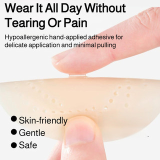 Miếng che đầu ti vô hình Brelira, thoáng khí, làm bằng silicon, có thể tái sử dụng, không đường may, thoải mái, không cần dây đeo.
