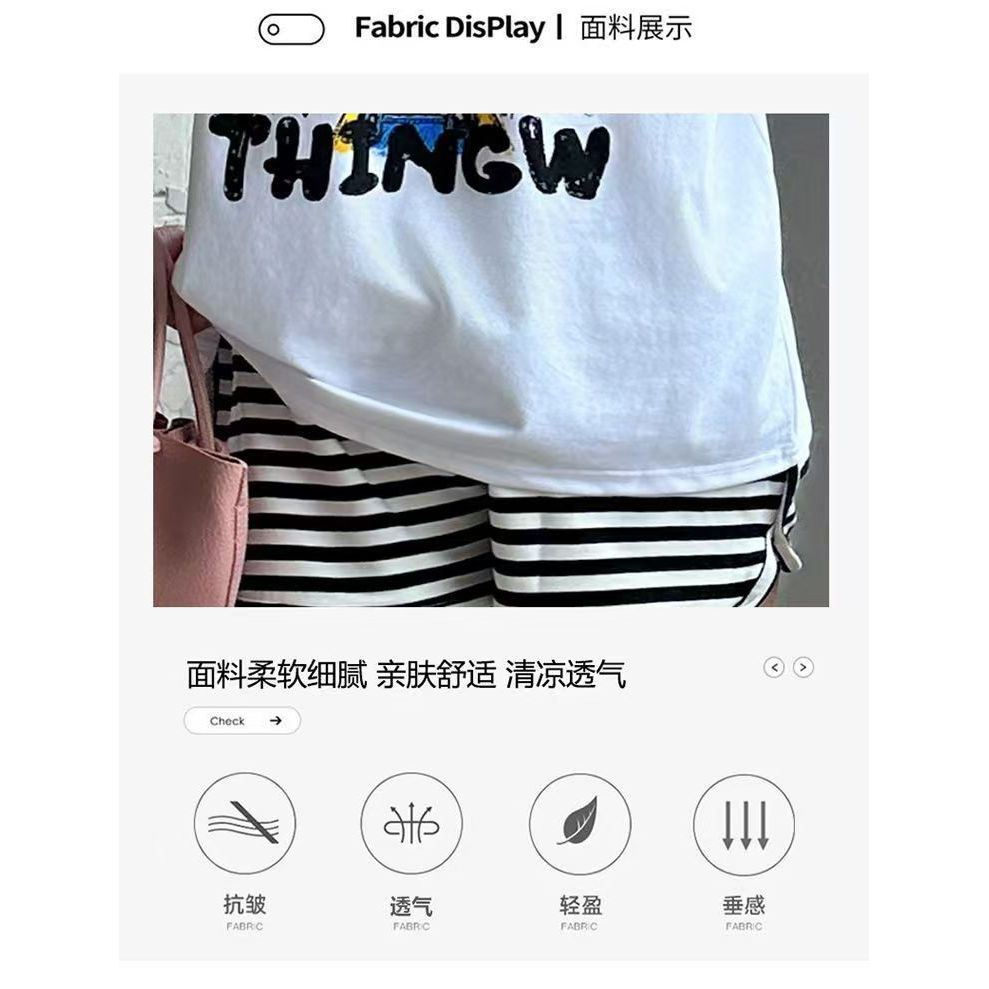 Quần short áo thun hoạt hình hai mảnh thường ngày mùa hè cho bé gái 90-170 Size SI2S
