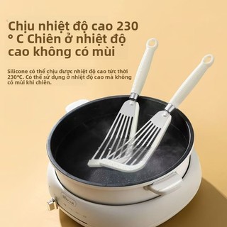 Thực Phẩm Silicon Inox Bướm Thìa Hộ Gia Đình Nấu Ăn Nhà Bếp Omelette Lọc Dầu Chịu Nhiệt Độ Cao Chống Cháy Silicon Thìa