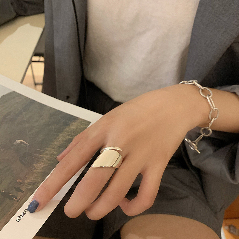 Phụ kiện thời trang nữ mới: Nhẫn bất đối xứng độc đáo, Edgy, có thể điều chỉnh