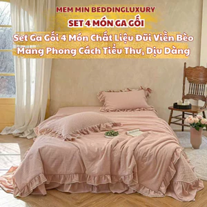 Bộ chăn ga 4 món mang phong cách tiểu thư, điệu đà với tông màu cực dễ thương MemminbeddingLuxury