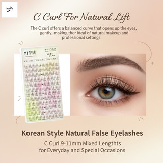 Lông mi giả tự nhiên phong cách Hàn Quốc C Curl 9-11mm Chiều dài hỗn hợp cho những dịp đặc biệt và hàng ngày