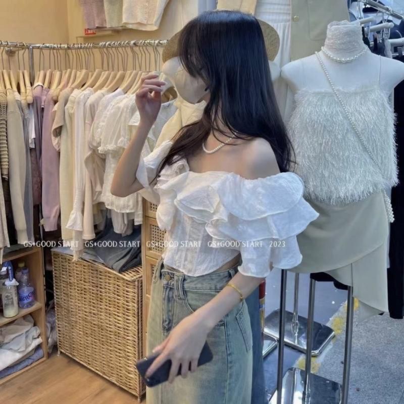 Áo Trễ Vai Bánh Bèo 2 Tầng Hoa Siêu Nữ Tính, Áo Sơ Mi Trễ Vai Ngắn tay ( Có Bigsize) - Sam Botique N33