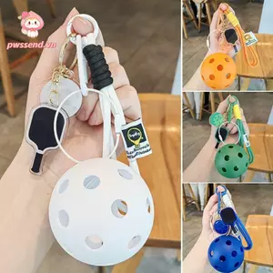 PWSEND Móc khóa mái chèo Pickleball, có dây buộc Mặt dây chuyền vợt Pickleball Acrylic, Phụ kiện túi đựng chìa khóa Pickleball có thể tháo rời sáng tạo