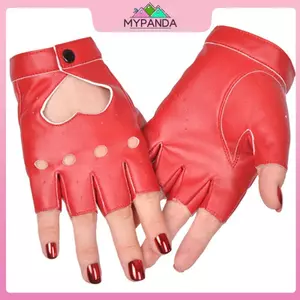 MYPANDA Cô Gái Năm Ngón Tay Da PU Nữ Lái Xe Thể Hiện Cực Khiêu Vũ Găng Tay Nữ.