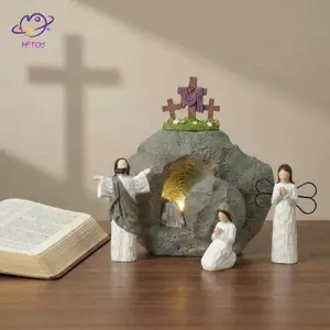 Đèn Phục Sinh HFTOY Cảnh Phục Sinh Ngôi Mộ Trống, Trang Trí Sân Vườn Chiếu Sáng Bằng Đèn LED, Màn Hình Lăng Mộ Phục Sinh Trong Nhà ~