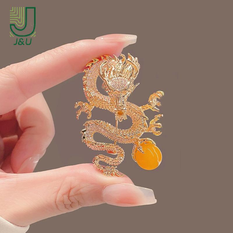 [J & U-T] Trâm cài áo kim cương phong cách Trung Quốc rồng bay, trang sức thời trang dành cho nữ trong các bữa tiệc