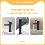 Vòi lavabo inox 304 đen cao cấp, vòi lavabo nóng lạnh thiết kế hiện đại, vòi lavabo phòng tắm bền đẹp VRM010, 029 — ảnh 3