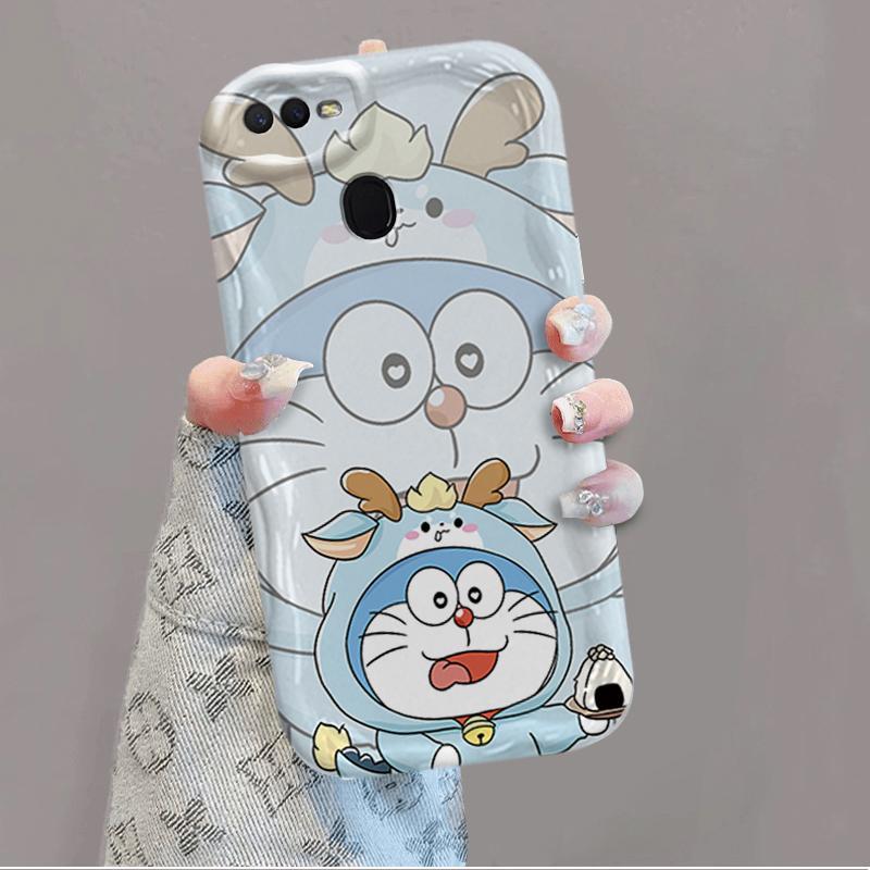 Vỏ Silicon Hoạt Hình Cho OPPO A5S A7 A12 F9 F9 Pro Phụ Kiện 3D Vỏ Điện Thoại Mềm Cặp Đôi Doremon Chống Sốc Mặt Sau