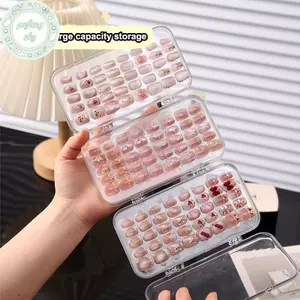 PUSKY BaFold Press-On Hộp Bảo Quản Móng Tay Nhựa Trong Suốt Hộp Bảo Quản Móng Tay Bấm-On Dụng Cụ Sắp Xếp Móng Tay Giả Màn Hình VN