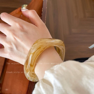 Vòng tay hình học vintage acetate và acrylic, phù hợp phụ nữ mùa hè, quà tặng bạn bè