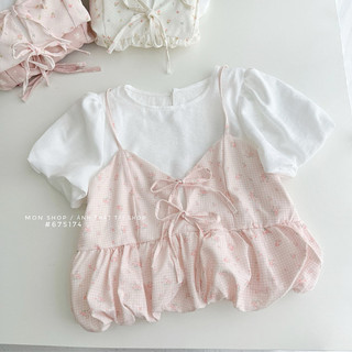 ( ÁO XINH DIỆN HÈ ) SET ÁO HOA NHÍ + SƠMI TAY PHỒNG DỄ THƯƠNG,Set Áo hoa nhí siêu xinh