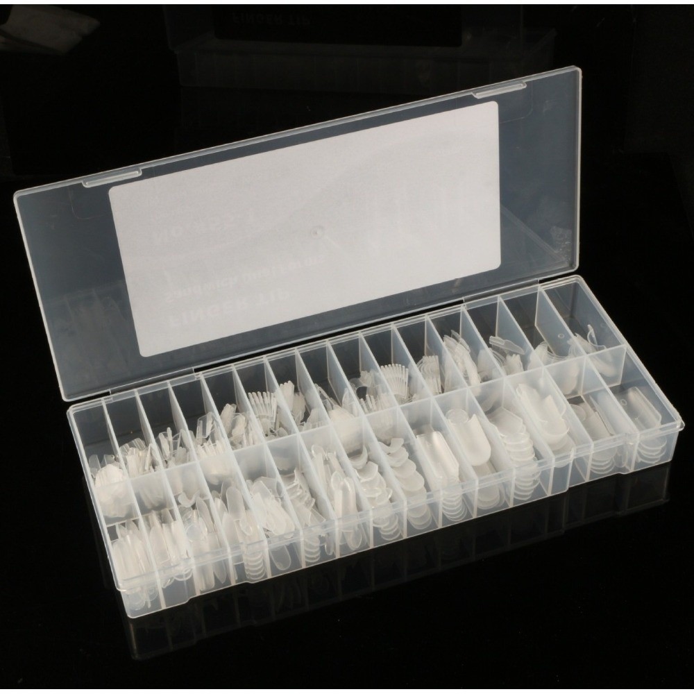 AWNGD 280 chiếc Sandwich Dual Nail Forms, 14 kích cỡ Hình thức mở rộng móng tay có thể tái sử dụng, Mở rộng móng tay Acrylic trong suốt hình bầu dục hai lớp cho dụng cụ làm móng tay