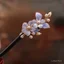 Mũ Hanfu Handmade Phong Cách Trung Quốc, Lụa Nhung Họa Tiết Hoa, Phụ Kiện Tóc Cổ Điển Màu Xanh_gradient