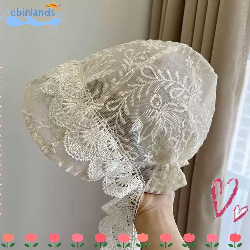 Mũ trùm đầu có ren EBINLANDS, Mũ xô chống nắng đa năng phong cách Hàn Quốc, Dây đeo Jacquard mỏng thoáng khí thanh lịch Mũ chống nắng mùa xuân hè dành cho nữ