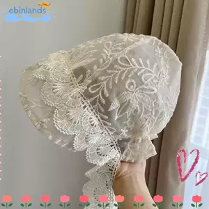 Mũ trùm đầu có ren EBINLANDS, Mũ xô chống nắng đa năng phong cách Hàn Quốc, Dây đeo Jacquard mỏng thoáng khí thanh lịch Mũ chống nắng mùa xuân hè dành cho nữ