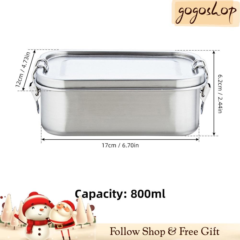 Gogoshopp 304 Hộp Đựng Cơm Trưa Bằng Thép Không Gỉ- Hộp Đựng Kim Loại 2 Ngăn Hộp Bento Cho Trẻ Em Và Người Lớn 800ML Máy Rửa Bát An Toàn