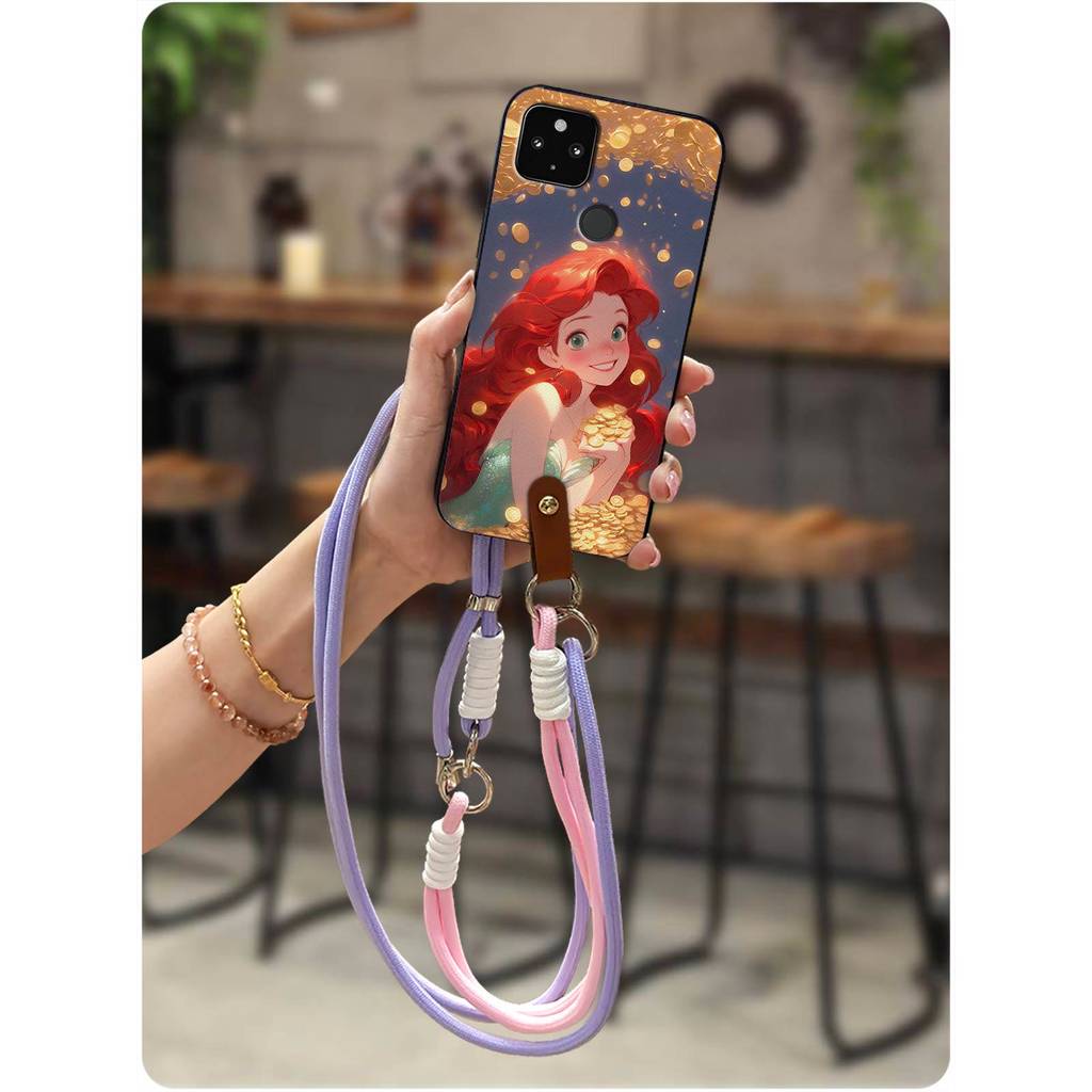 Ốp Lưng Mềm Dây Ốp lưng Google Pixel 4A 5G Chống Va Đập Bảo Vệ Chống Bụi Bẩn Vòng Cổ Bọc Toàn Bộ Phim Hoạt Hình Chống Thấm Nước Silicon Chống Sốc Mặt Sau chéo TPU