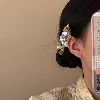 MAUROPOLI [Hàng có sẵn] Cá chép đỏ có vàng ~ Retro Đỏ Cá Koi Cân Tóc Nữ Niche Kẹp bên độc đáo Phụ kiện đầu lễ hội năm