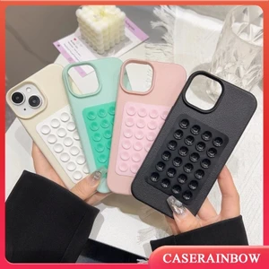 Ốp Màu Trơn Tương Thích Cho IPhone 11 16 13 17 15 12 14 Pro Max 17Pro Air XR XS Max X 7 8 16 14 15 Plus Tấm Hút Silicon Trái Tim Tình Yêu Gương Đứng Kết Cấu Da Vỏ Điện Thoại