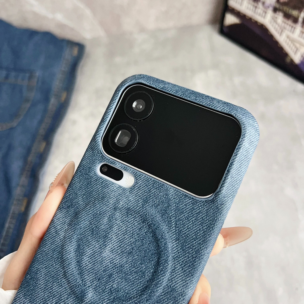 Ốp điện thoại từ tính họa tiết Denim cổ điển cho Xiaomi 17 15 14 Pro Max Ultra Half-Wrapped Hard PC Vỏ thời trang chống rơi