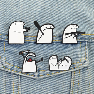 Flork Meme Hoạt Hình Dễ Thương - Huy Hiệu Kim Loại, Balô và Quần Áo Phù Hợp Làm Quà Tặng