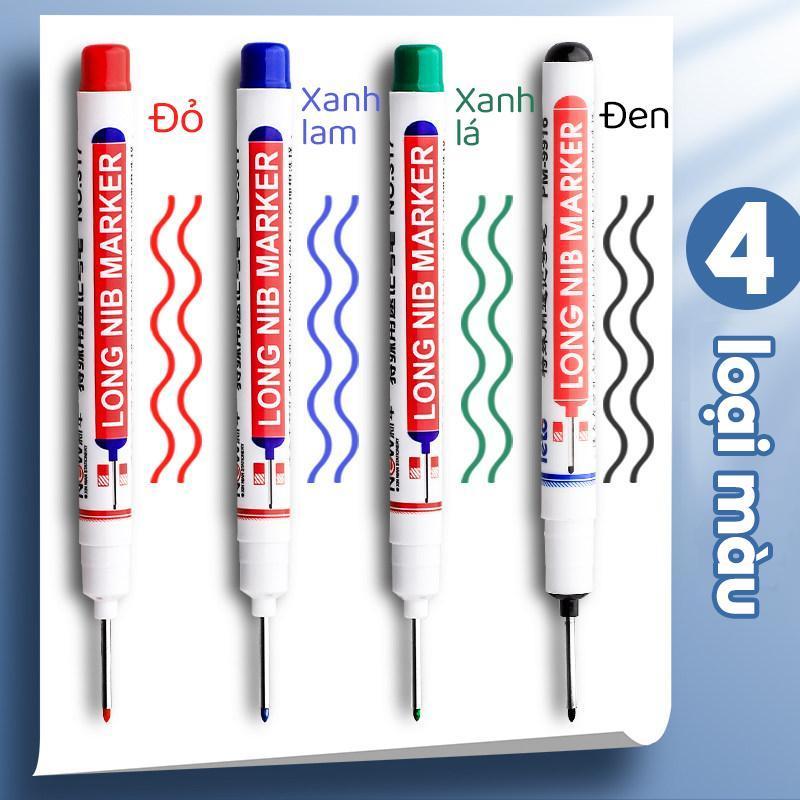 Bút đánh dấu lỗ sâu 20mm đầu ngòi dài gọn nhẹ, dụng cụ đa chức năng, mực đen/đỏ/xanh lên màu chuẩn