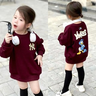 Áo sweatshirt dài tay mỏng, in hình hoạt hình Disney dành cho bé gái, kiểu dáng thời trang, rộng rãi, cổ tròn, đa năng.