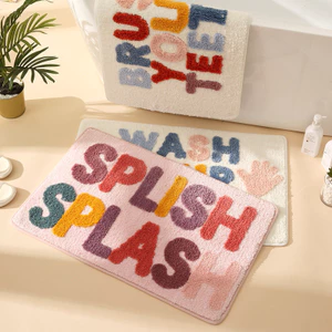 Thảm nhà tắm phong cách dễ thương chữ “SPLASH” – thấm hút tốt, nhanh khô, lông ngắn mềm mịn, đế TPR chống trượt chống nước dùng phòng tắm/phòng ngủ