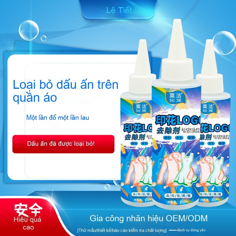 Nước tẩy logo in trên áo 125ml phục hồi form dáng nguyên bản Dung Dịch Tẩy Logo (Decal), Tẩy Logo, Trên Áo Quần