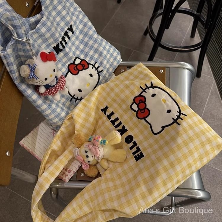 [Aria G-1] Túi đeo vai một vai di động bằng vải Canvas kitty phong cách dễ thương dành cho người đi lại Túi đeo vai dung tích lớn