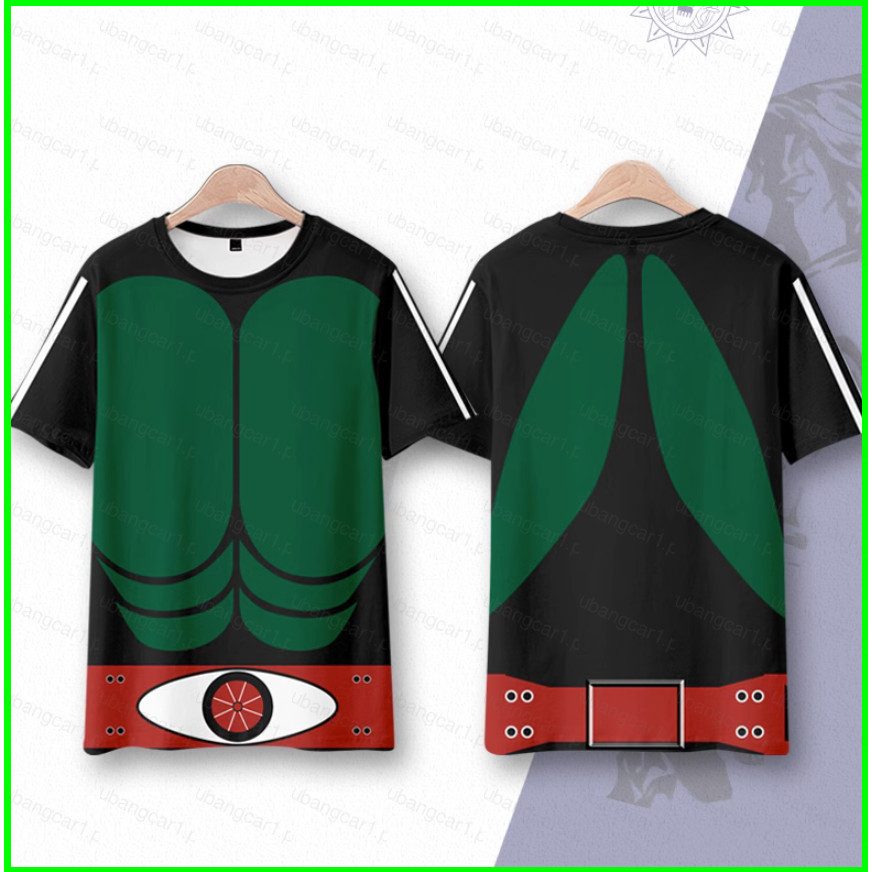Mặt nạ và áo thun Kamen Rider cho cosplay unisex, phù hợp người lớn và trẻ em, thiết kế 3D, tay ngắn, nhiều kích cỡ