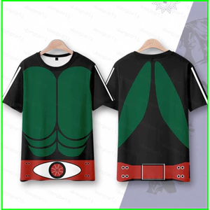 Mặt nạ và áo thun Kamen Rider cho cosplay unisex, phù hợp người lớn và trẻ em, thiết kế 3D, tay ngắn, nhiều kích cỡ