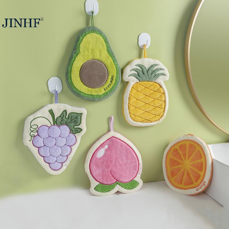JINHF Khăn Tay Trái Cây Nhà Bếp Thấm Hút Vải Lau Mềm Tắm Treo Khăn Trẻ Em Phòng Tắm Hoa Tay Vải Đồ Dùng Gia Đình HOT