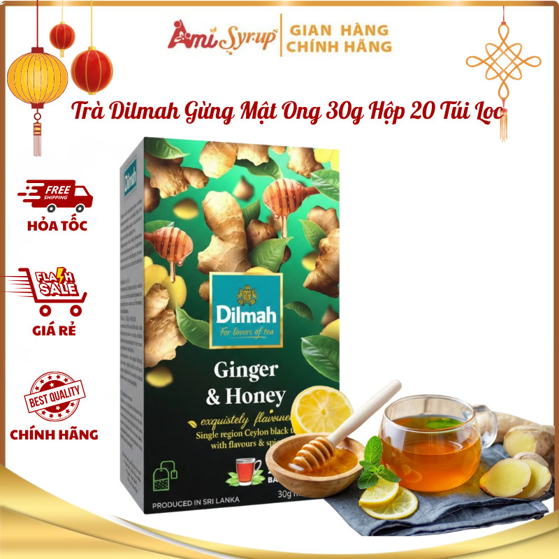 Trà Dilmah Gừng Mật Ong 30g Hộp 20 Túi Lọc, Hương Gừng Ấm Nhẹ Kết Hợp Mật Ong Dịu Ngọt, Dễ Uống