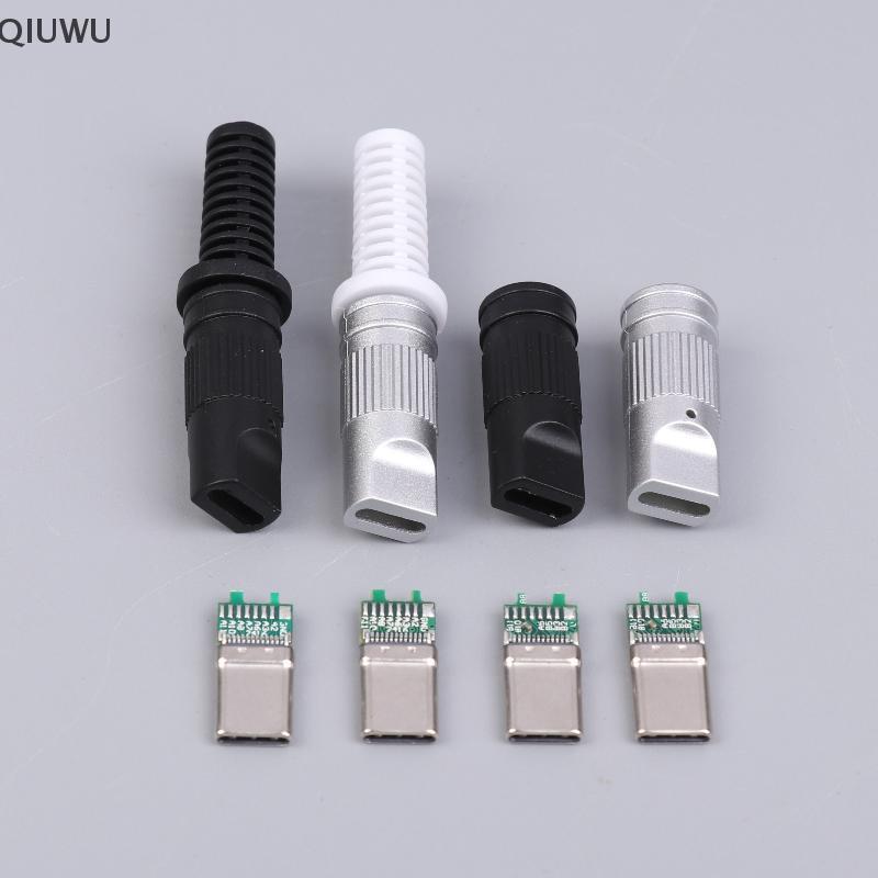 QIUWU 2 / 5 Cái USB3.1 24Pin Type-C Nam 5 Khớp Hàn Cho Điện Thoại Di Động C Đến C Với CC Solder Pad Sửa Chữa DIY Cắm Dữ Liệu.