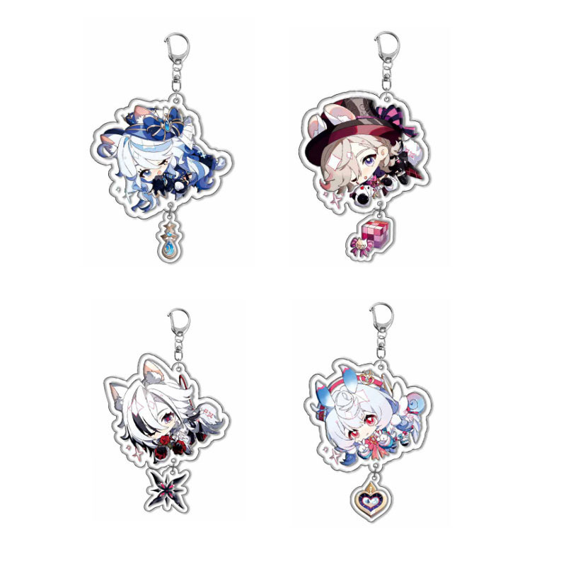 4pcs/set Wholesale Game Navia Furina Keychain For Women Men Jewelry Accessories Arcylic