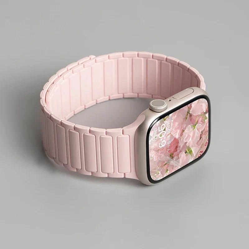 Dây đeo silicon từ tính tương thích cho Apple Watch Series11 / 10 46mm 42mm Ultra3 / 2 / 1 49mm 9 8 7 6 5 SE 45mm 44mm 38 40 41mm