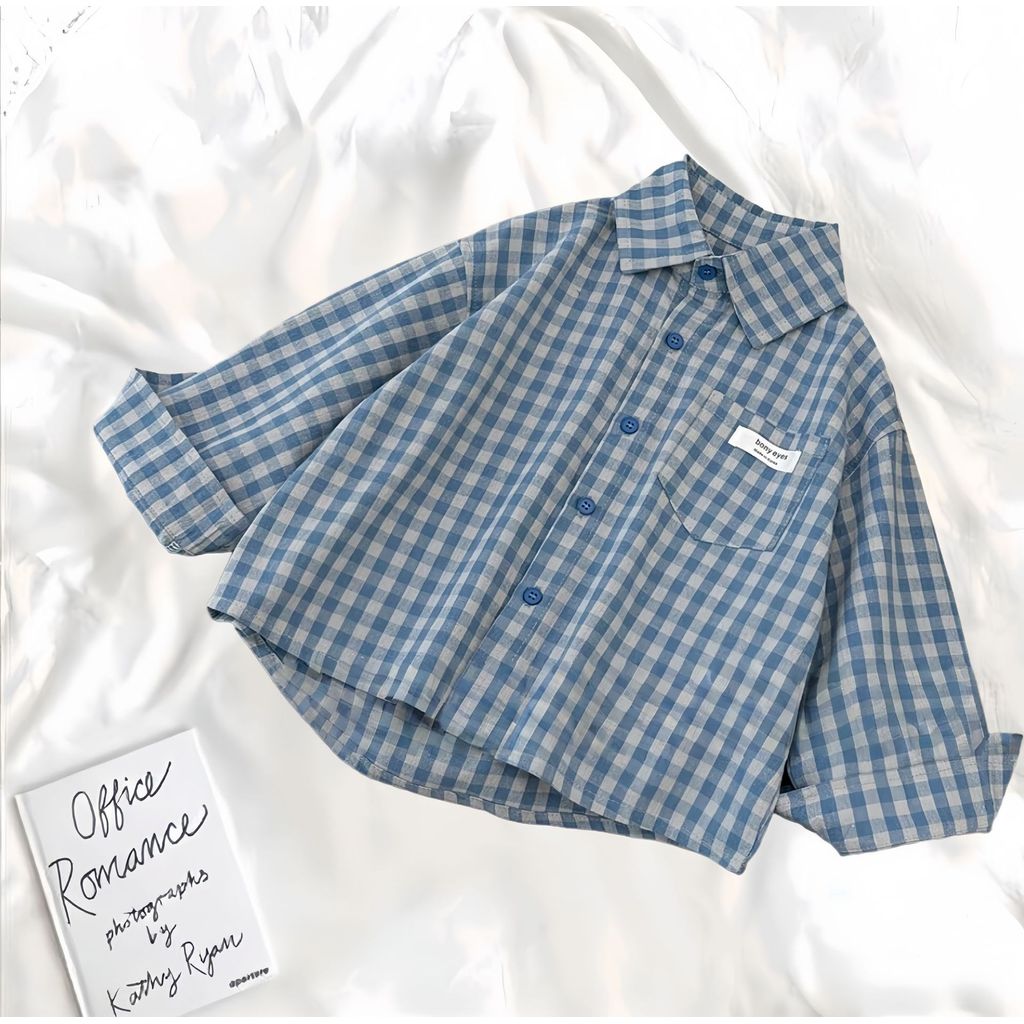 Bộ Đồ Bé Trai Xuân Thu Áo Sơ Mi Kiểm Tra Quần Jean 90-170 Size IMQW