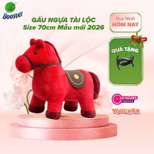 Gấu bông Ngựa tài lộc 70cm lông mềm mịn, Ngựa 2026 hot trend HÀNG CAO CẤP