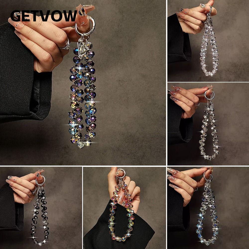 Mặt dây chuyền hạt pha lê GETVOW, Móc khóa hạt pha lê có thể tháo rời lấp lánh, Dây chuyền pha lê cổ tay trong suốt đầy màu sắc sành điệu dành cho nữ