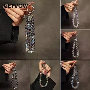 Mặt dây chuyền hạt pha lê GETVOW, Móc khóa hạt pha lê có thể tháo rời lấp lánh, Dây chuyền pha lê cổ tay trong suốt đầy màu sắc sành điệu dành cho nữ