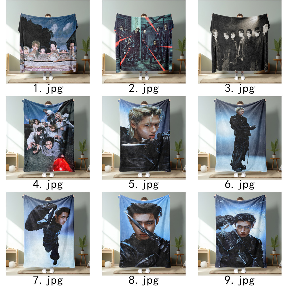 Chăn Flannel in một mặt Kpop ENHYPEN cho ghế Sofa, giường ngủ, văn phòng hoặc du lịch